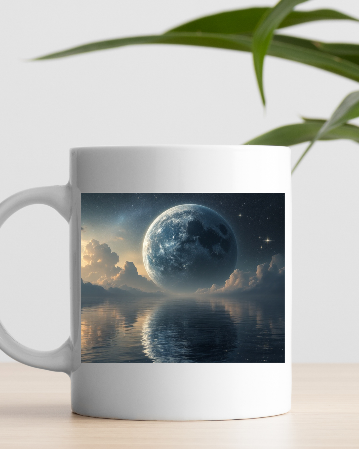 Mond küsst den Ozean - Digitaler Kunstdruck, Wandkunst, Digitaler Download, Druckvorlage
