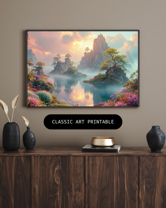 Magische Morgenstille - Digitaler Kunstdruck, Wandkunst, Digitaler Download, Druckvorlage