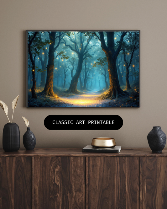 Verschwommener Wald - Digitaler Kunstdruck, Wandkunst, Digitaler Download, Druckvorlage