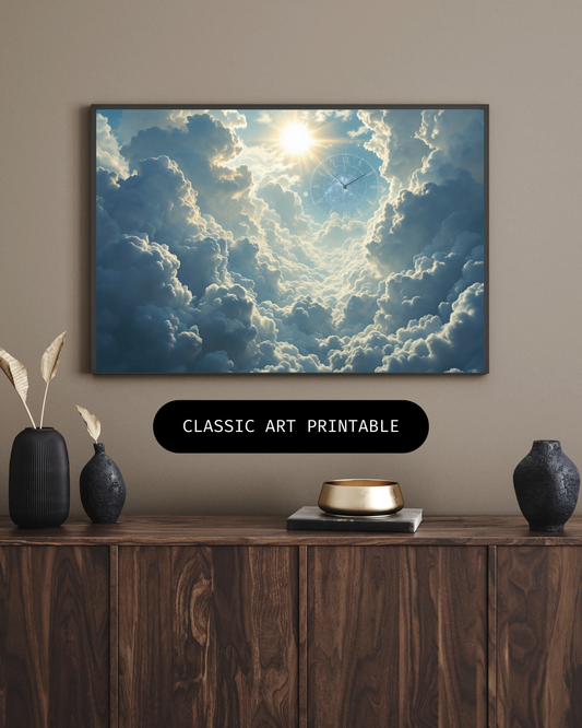 Wolke.Sonne.Zeit - Digitaler Kunstdruck, Wandkunst, Digitaler Download, Druckvorlage