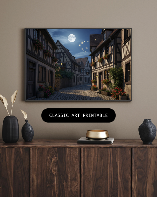 Vollmond irgendwo in Europa – Digitaler Kunstdruck, Wandkunst, Digitaler Download, Druckvorlage