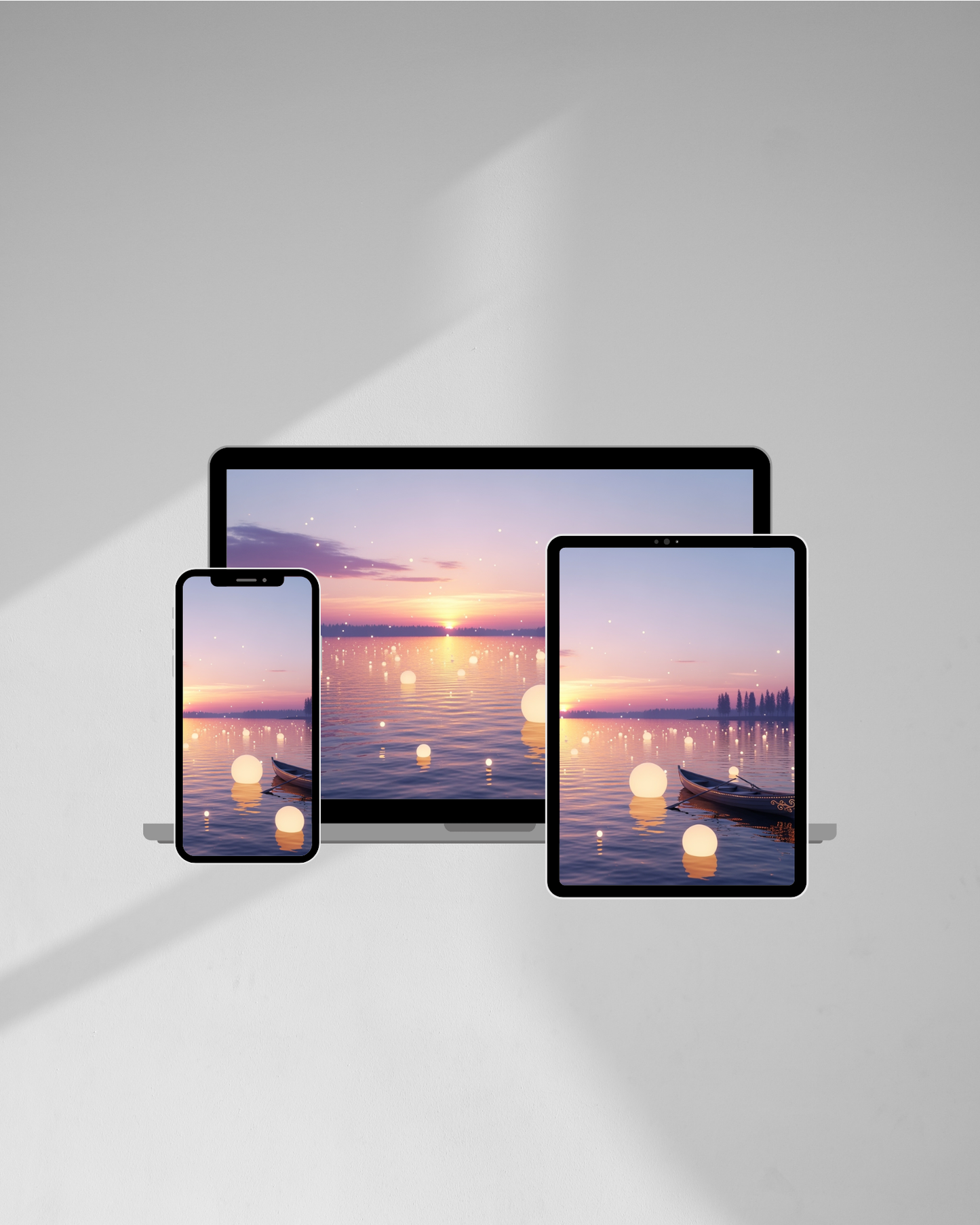 Magisches Boot bei Sonnenuntergang – Digitaler Kunstdruck, Wandkunst, Download, Druckvorlage
