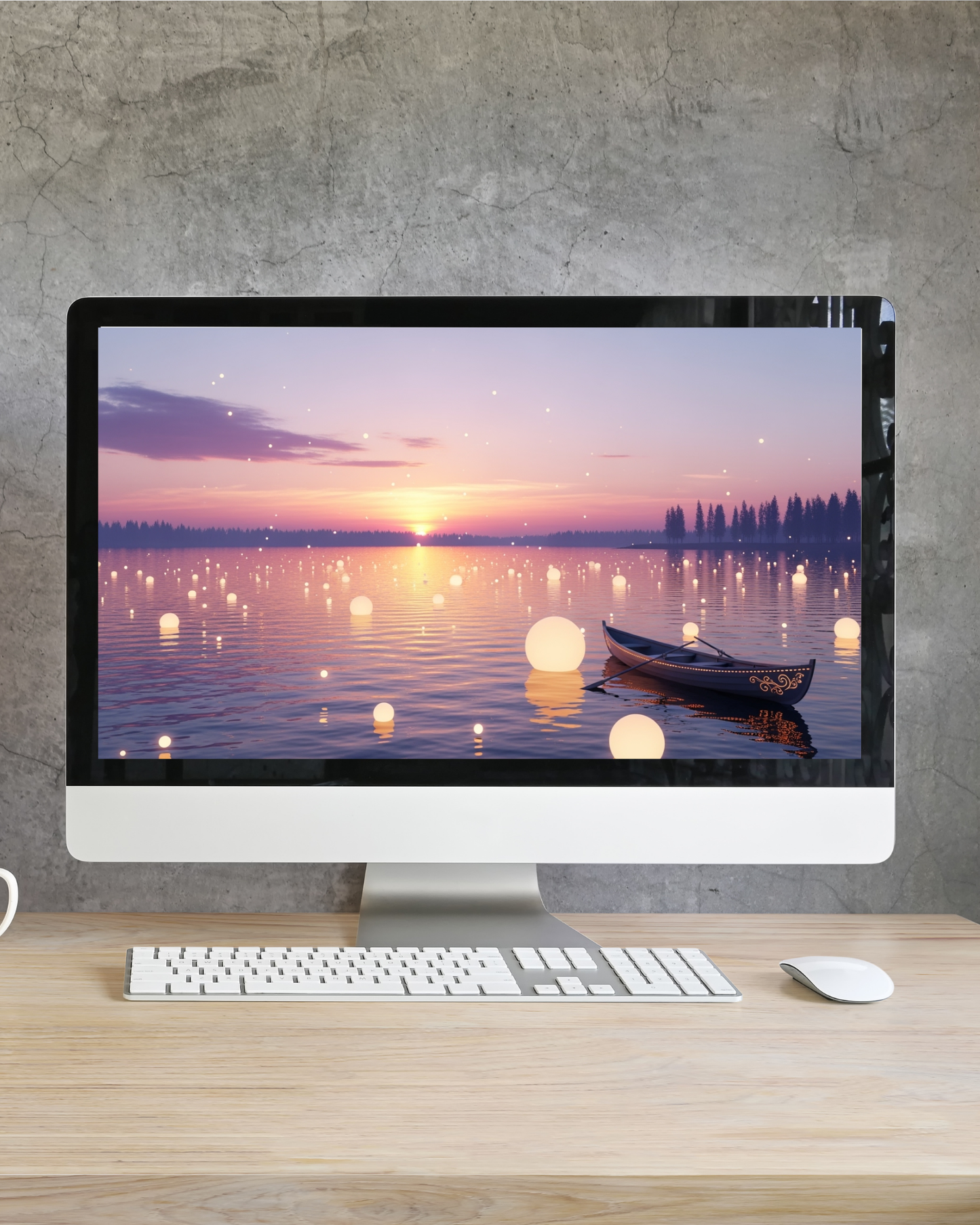 Magisches Boot bei Sonnenuntergang – Digitaler Kunstdruck, Wandkunst, Download, Druckvorlage