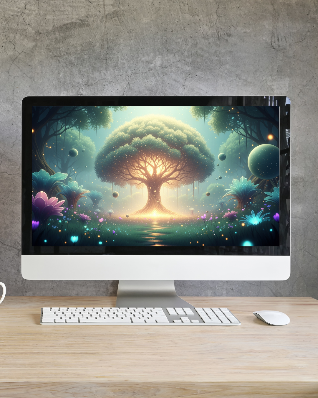 Magischer Weltenbaum im Zauberwald – Digitaler Kunstdruck, Wandkunst, Download, Druckvorlage,
