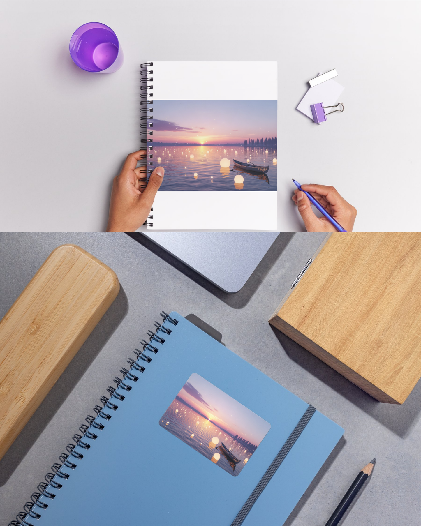Magisches Boot bei Sonnenuntergang – Digitaler Kunstdruck, Wandkunst, Download, Druckvorlage