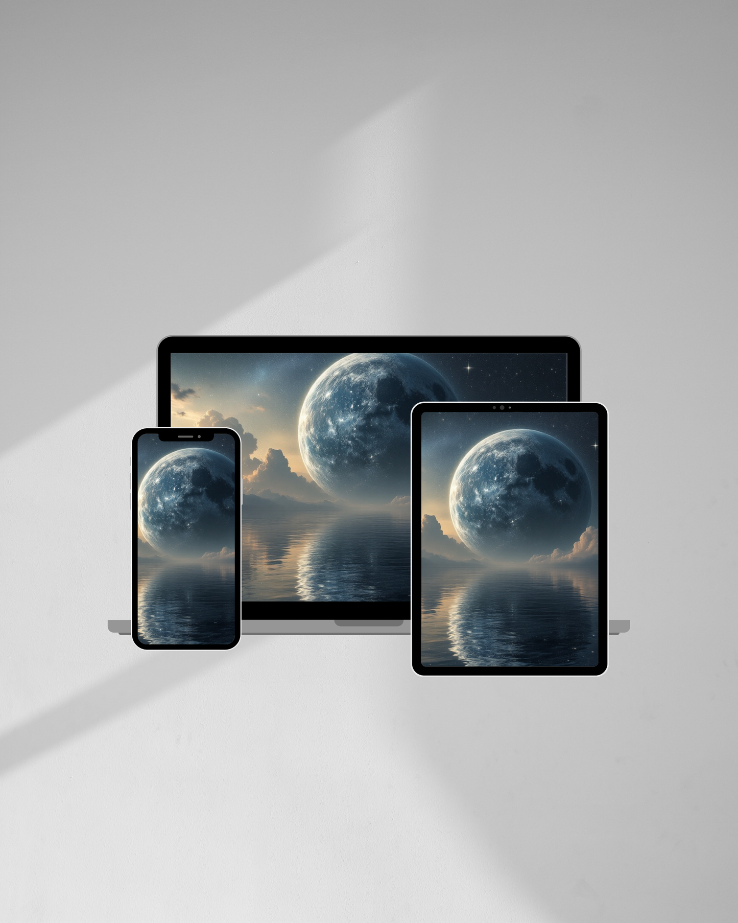 Mond küsst den Ozean - Digitaler Kunstdruck, Wandkunst, Digitaler Download, Druckvorlage