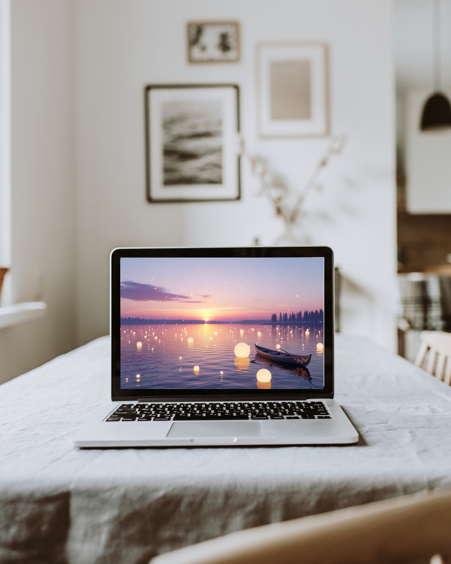 Magisches Boot bei Sonnenuntergang – Digitaler Kunstdruck, Wandkunst, Download, Druckvorlage