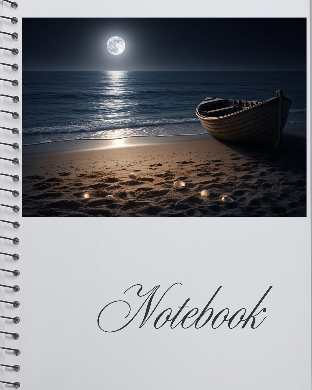 Magische Mondnacht am Meer – Digitaler Kunstdruck, Wandkunst, Digitaler Download, Druckvorlage